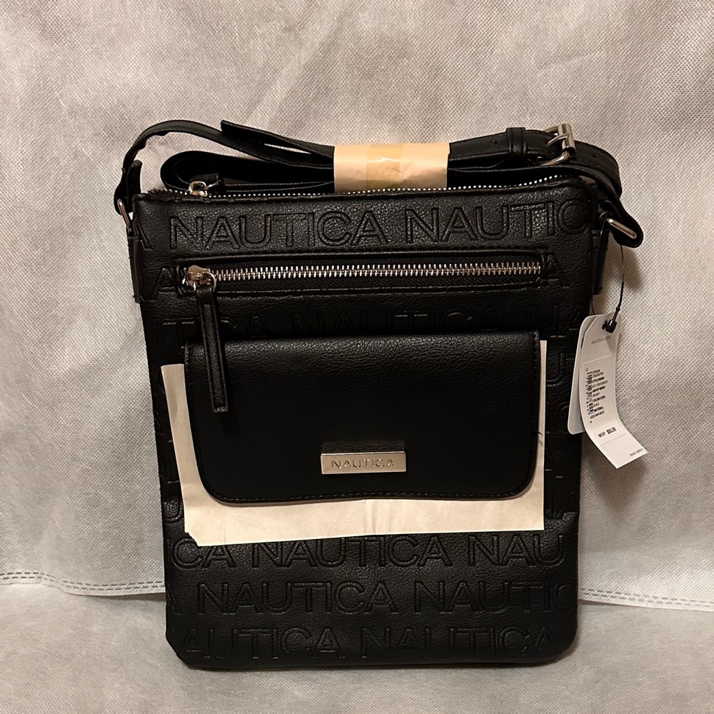 Nautica Black Embossed Crossbody Bag